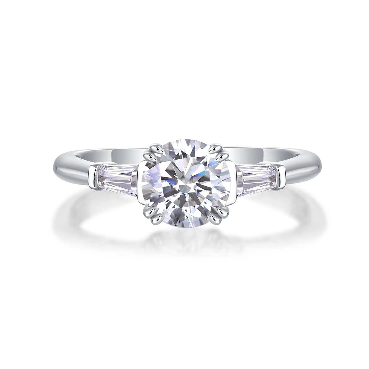 Cushion-Cut Sterling Silver Moissanite Ring