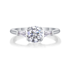 Cushion-Cut Sterling Silver Moissanite Ring