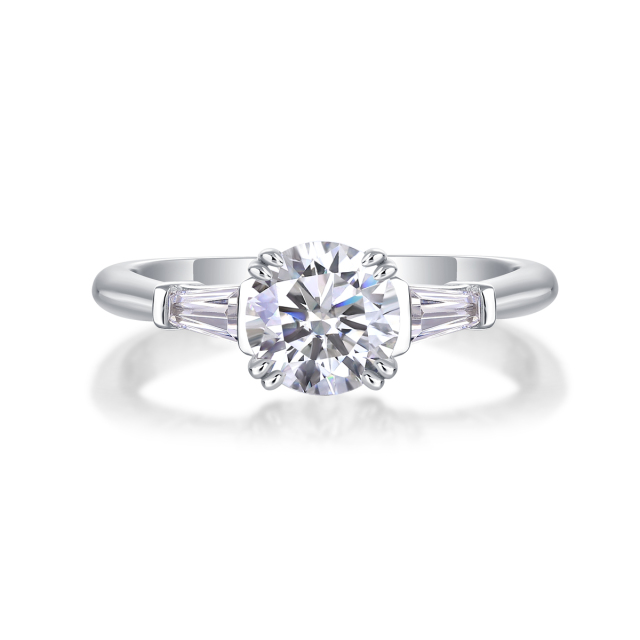 Cushion-Cut Sterling Silver Moissanite Ring
