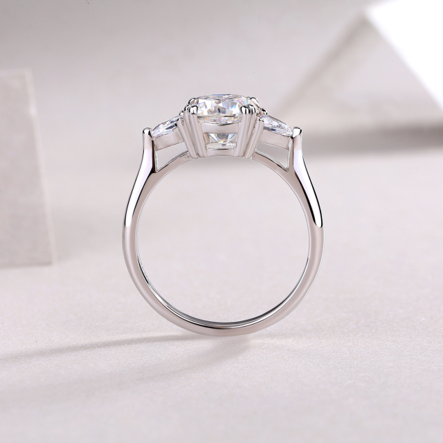 Sterling Silver Moissanite Wedding Ring Set