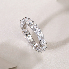 Classic Round Cut Moissanite Silver Ring