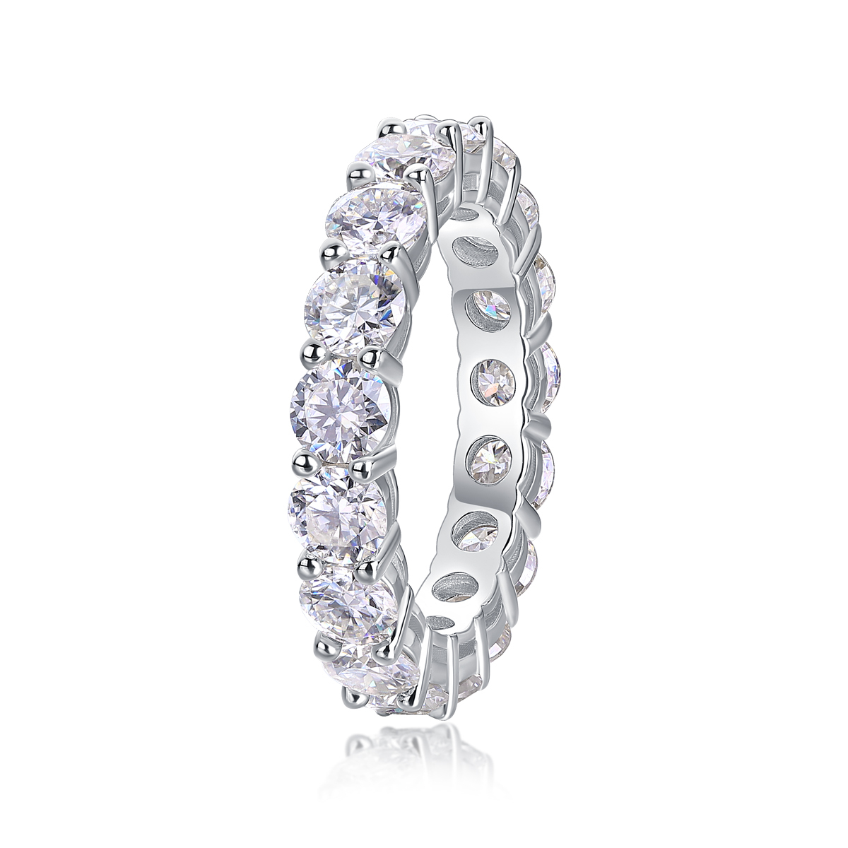 Classic Round Cut Moissanite Silver Ring