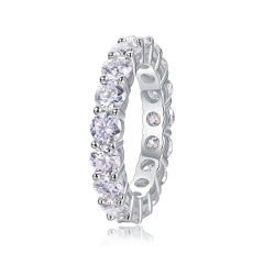 Classic Round Cut Moissanite Silver Ring
