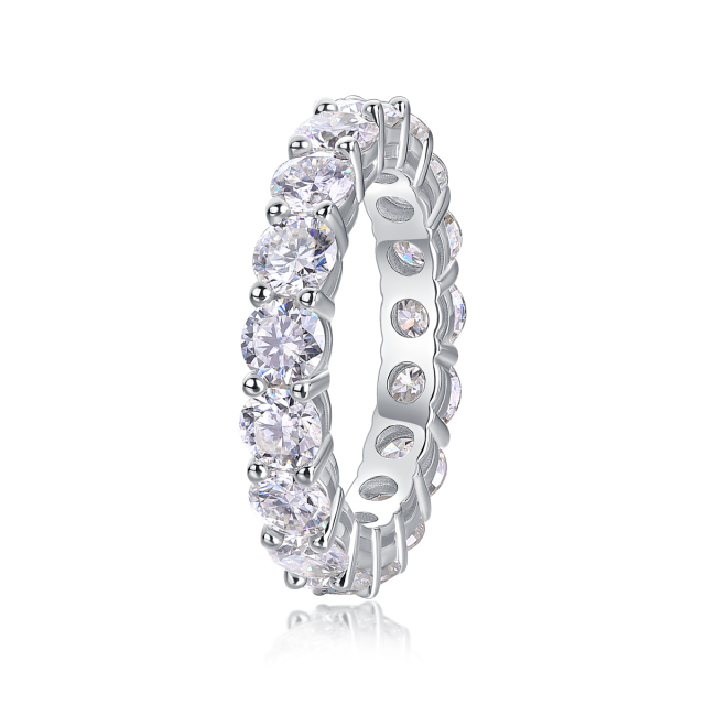 Classic Round Cut Moissanite Silver Ring