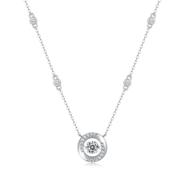 Classic Round Moissanite Diamond Pendant Necklace