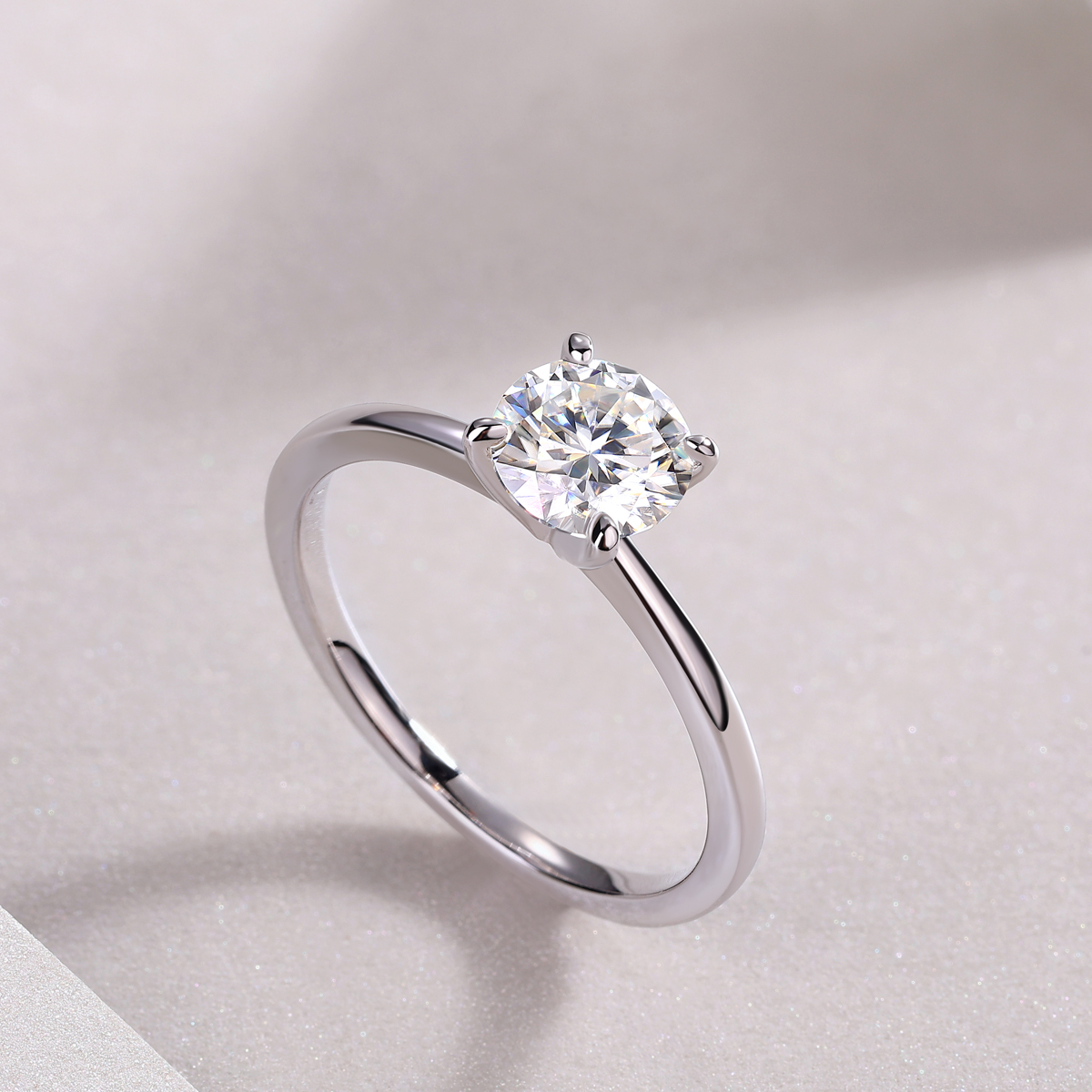 Sterling Silver Moissanite Solitaire Engagement Ring