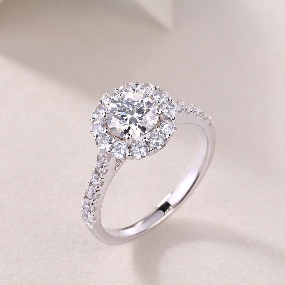 Emerald-Cut Moissanite Silver Statement Ring
