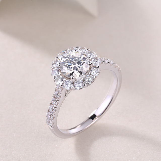 Emerald-Cut Moissanite Silver Statement Ring