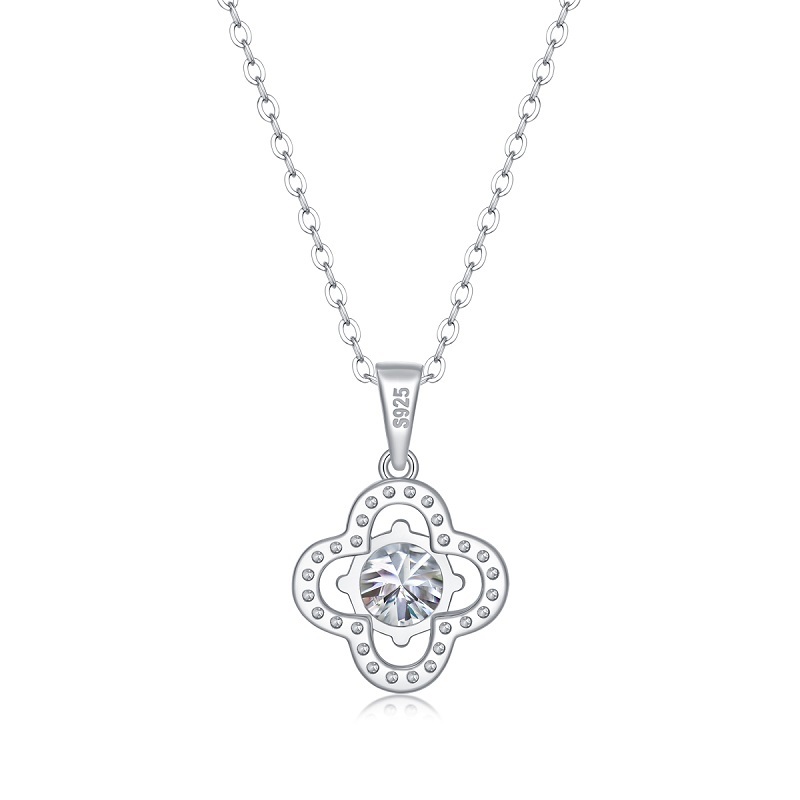 Stunning Moissanite Flower Pendant Necklace