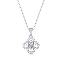 Stunning Moissanite Flower Pendant Necklace