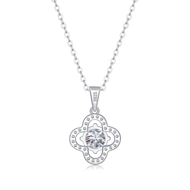 Stunning Moissanite Flower Pendant Necklace
