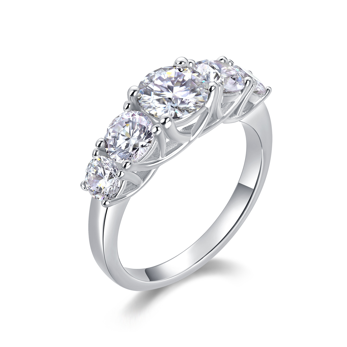 Vintage-Inspired Sterling Silver Moissanite Diamond Ring