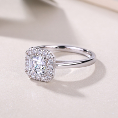 Art Deco Style Moissanite Sterling Silver Ring