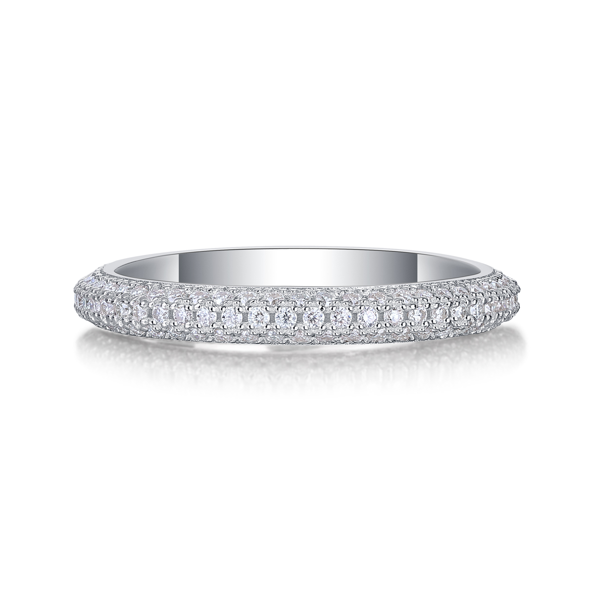 Halo Design Sterling Silver Moissanite Engagement Ring