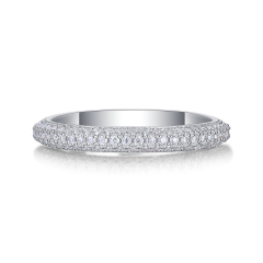 Halo Design Sterling Silver Moissanite Engagement Ring