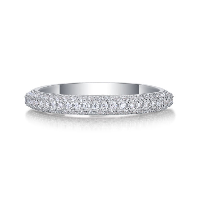 Halo Design Sterling Silver Moissanite Engagement Ring