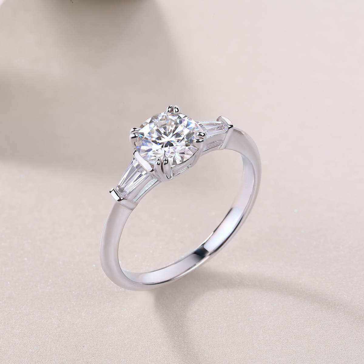 Princess-Cut Moissanite Silver Engagement Ring