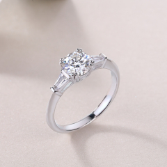 Princess-Cut Moissanite Silver Engagement Ring