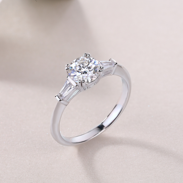 Princess-Cut Moissanite Silver Engagement Ring