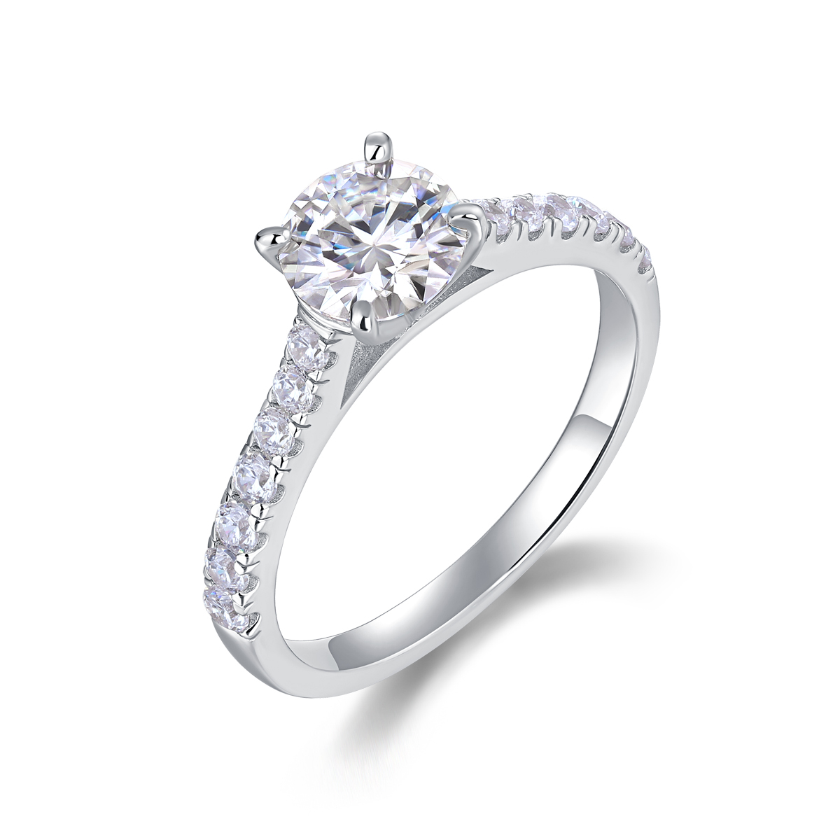 Cushion-Cut Sterling Silver Moissanite Ring