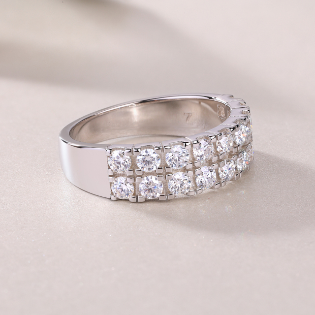 Bezel-Set Moissanite Sterling Silver Ring