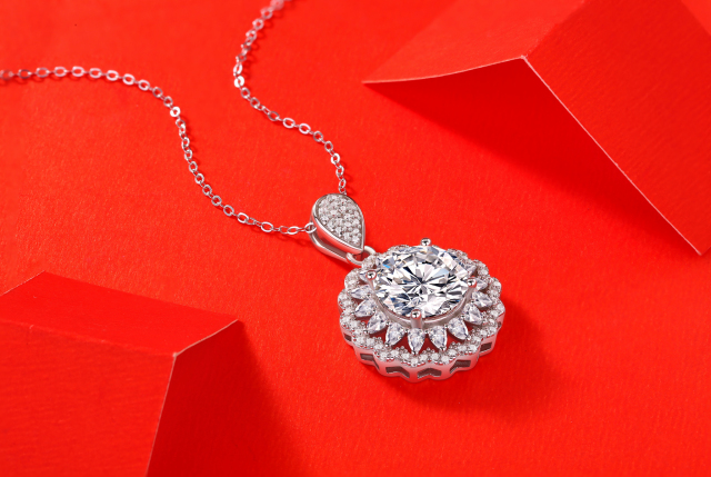 Moissanite Flower Cluster Pendant