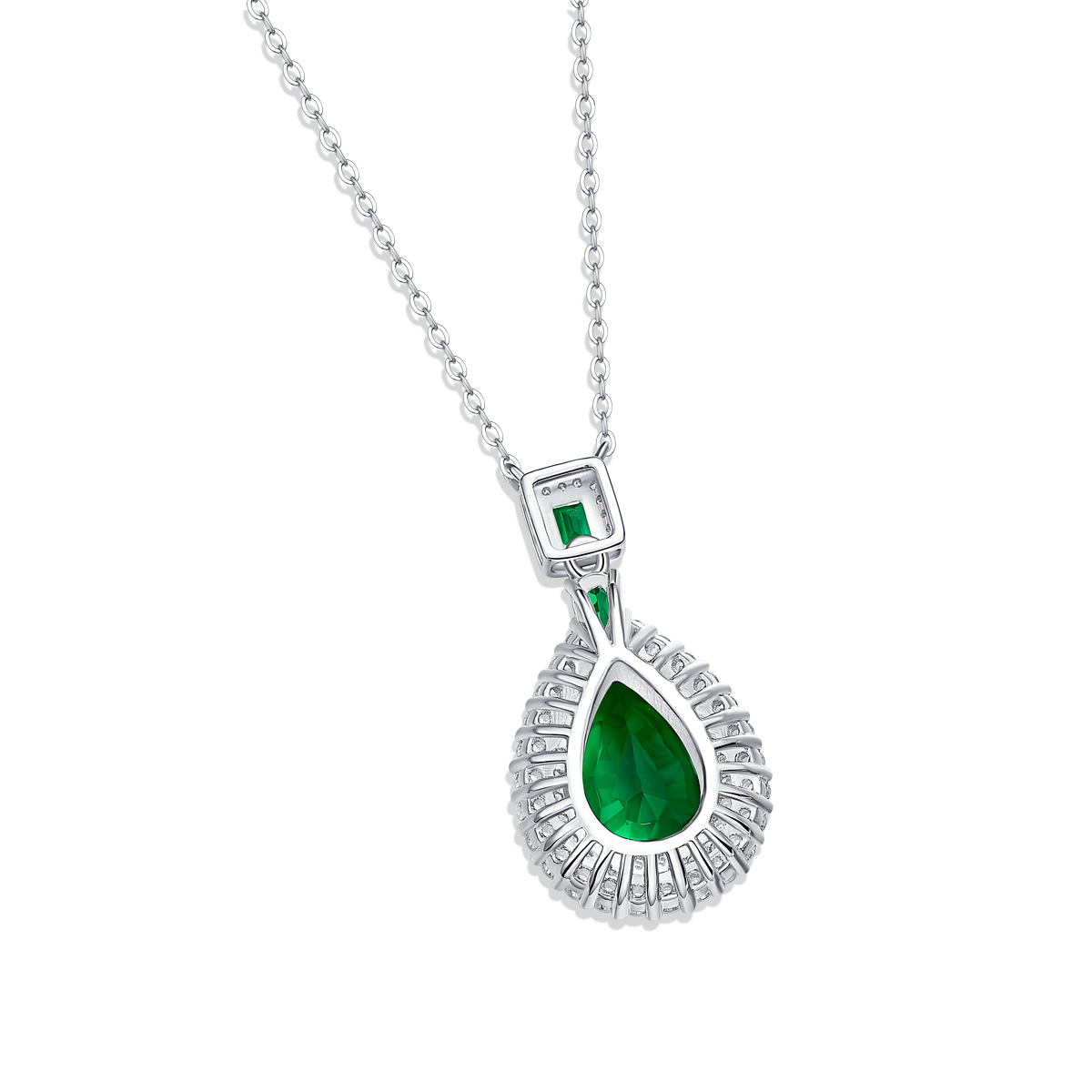 Emerald-Cut Aquamarine Silver Necklaces