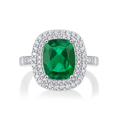 Emerald-Cut Aquamarine Silver Ring