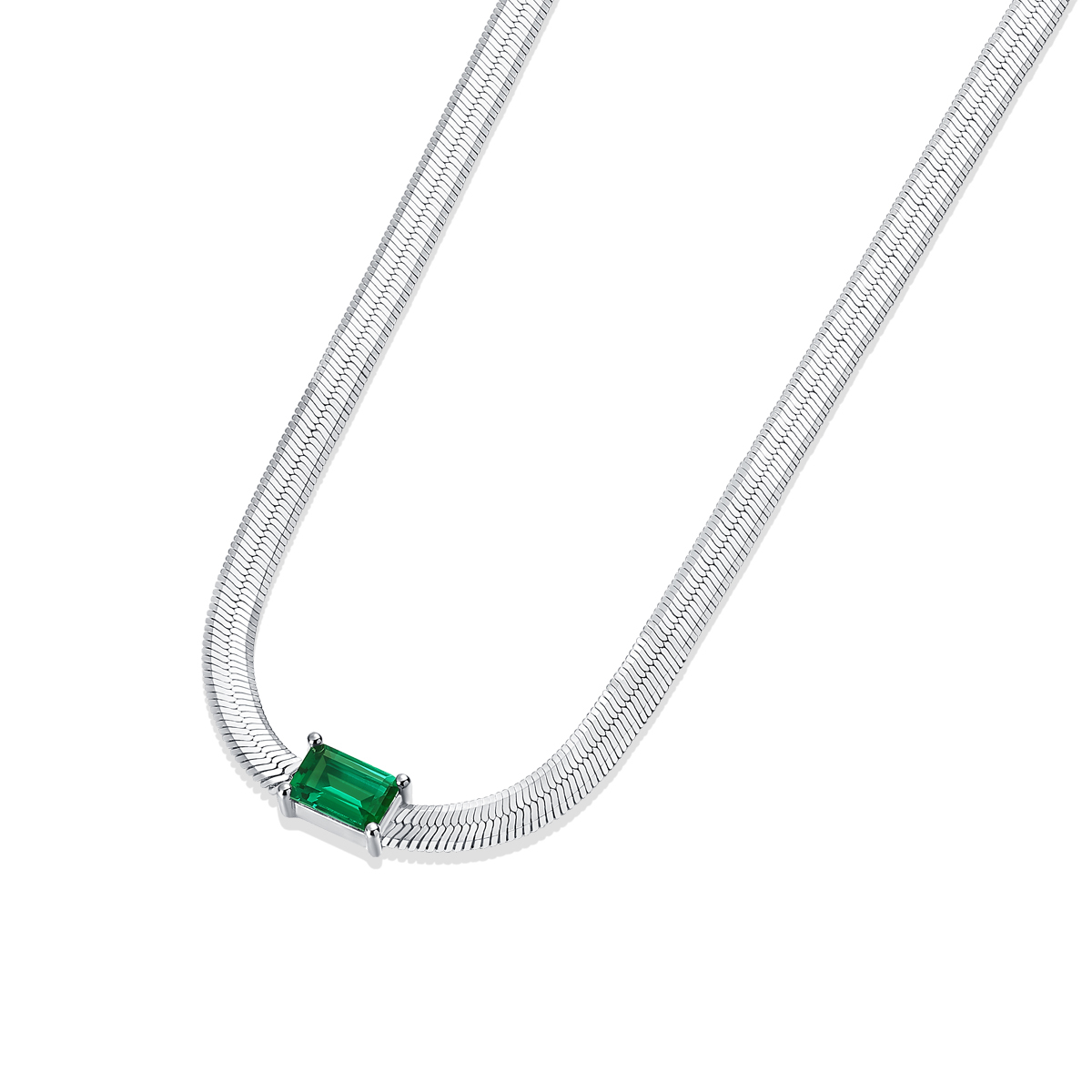 Emerald-Cut Aquamarine Silver Pendant