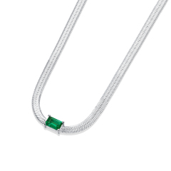Emerald-Cut Aquamarine Silver Pendant