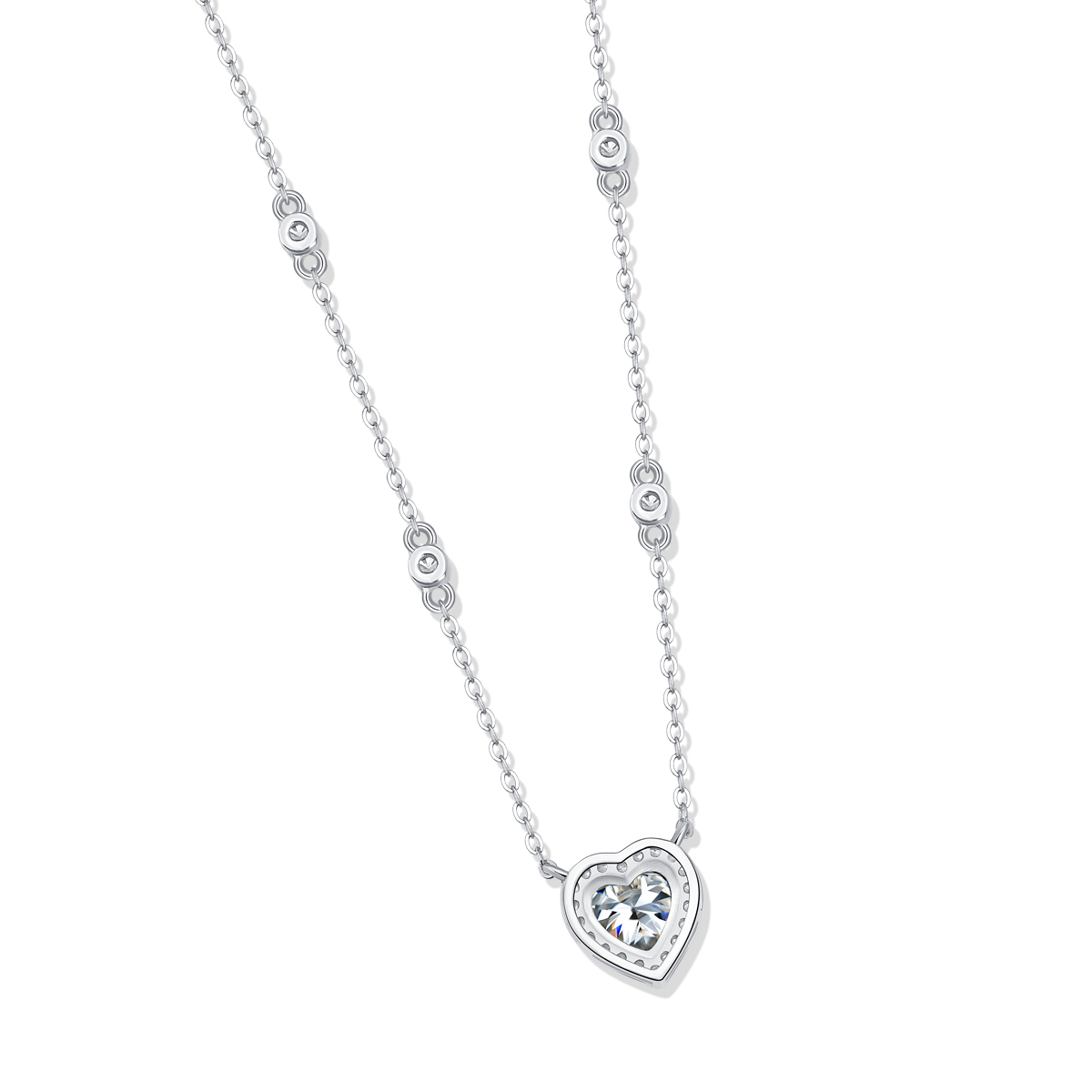 Moissanite Heart-Shaped Pendant Necklace