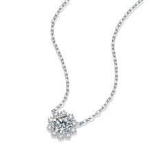 Stunning Moissanite Flower Pendant Necklace