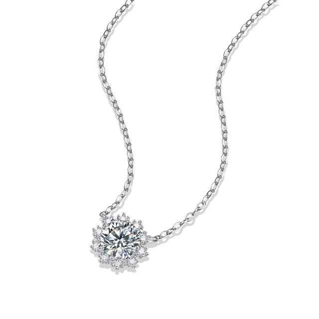 Stunning Moissanite Flower Pendant Necklace