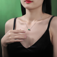 Emerald-Cut Aquamarine Silver Pendant