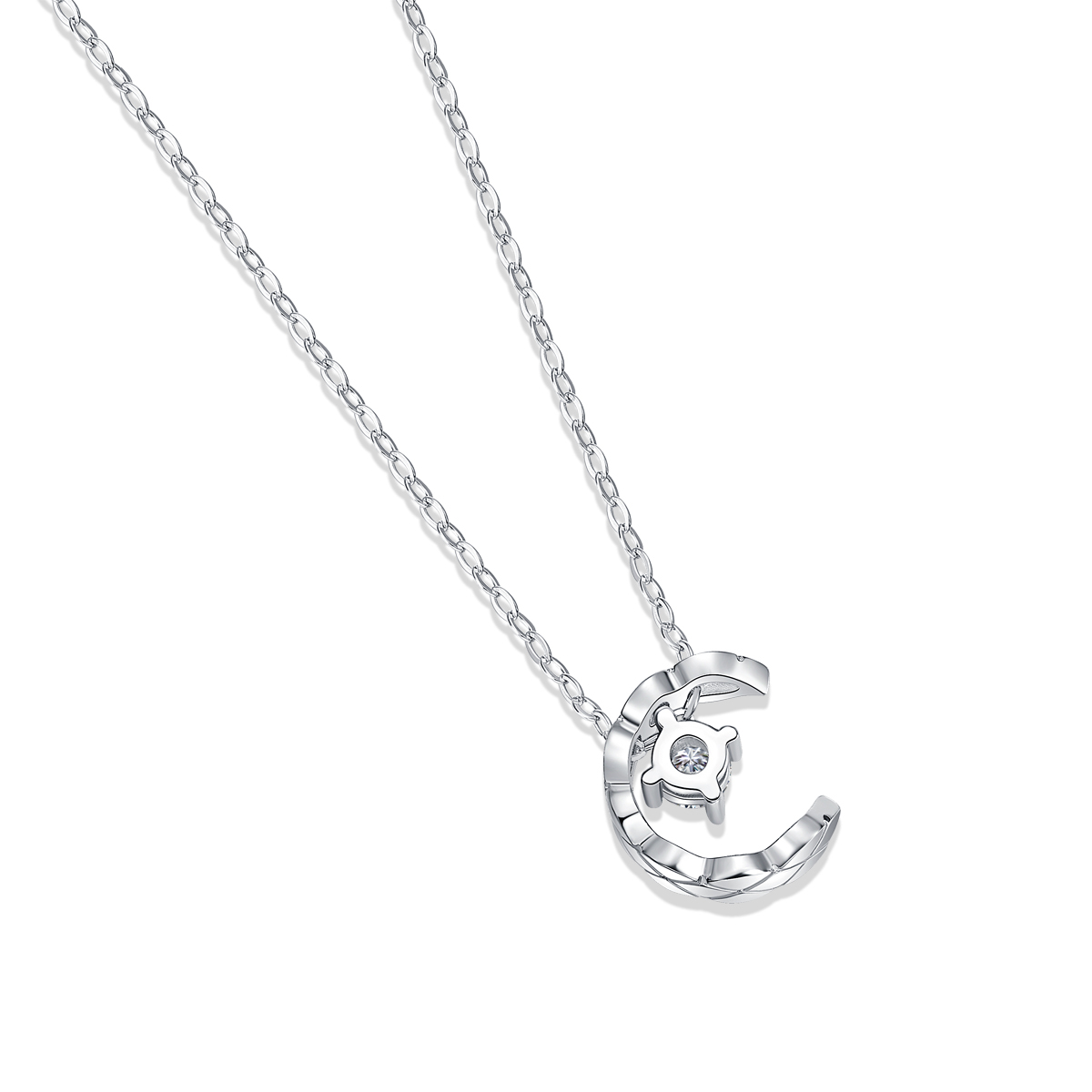Moissanite Crescent Moon Necklace
