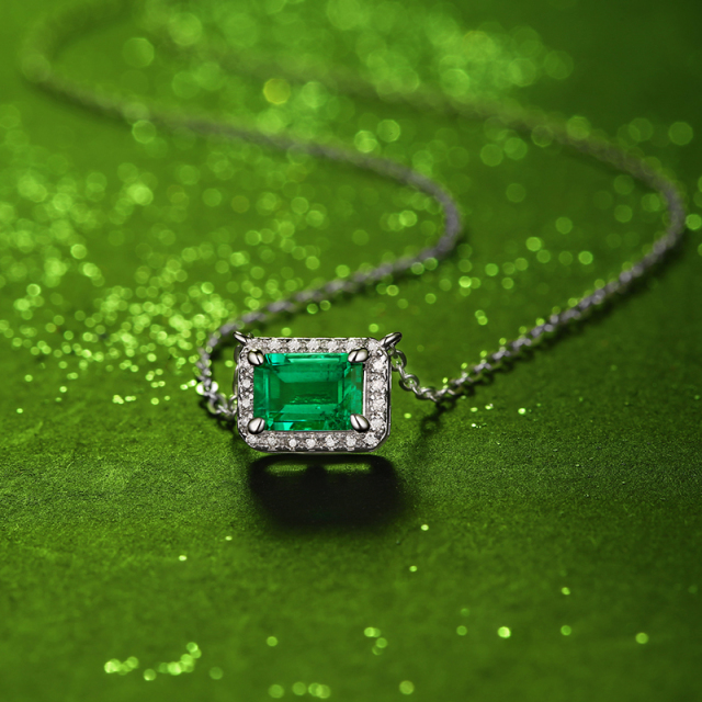 Emerald-Cut Aquamarine Silver Pendant