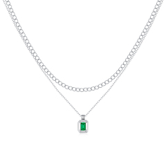 Emerald-Cut Aquamarine Silver Pendant