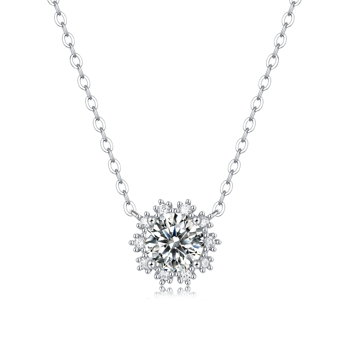 Stunning Moissanite Flower Pendant Necklace