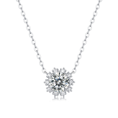 Stunning Moissanite Flower Pendant Necklace