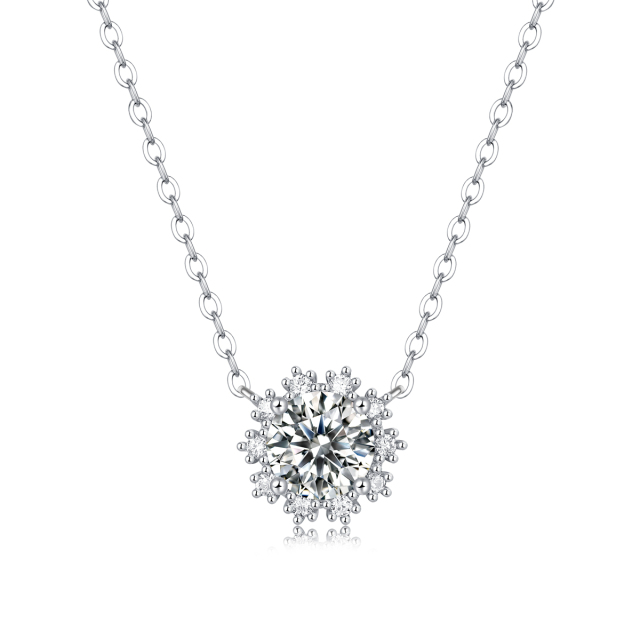 Stunning Moissanite Flower Pendant Necklace