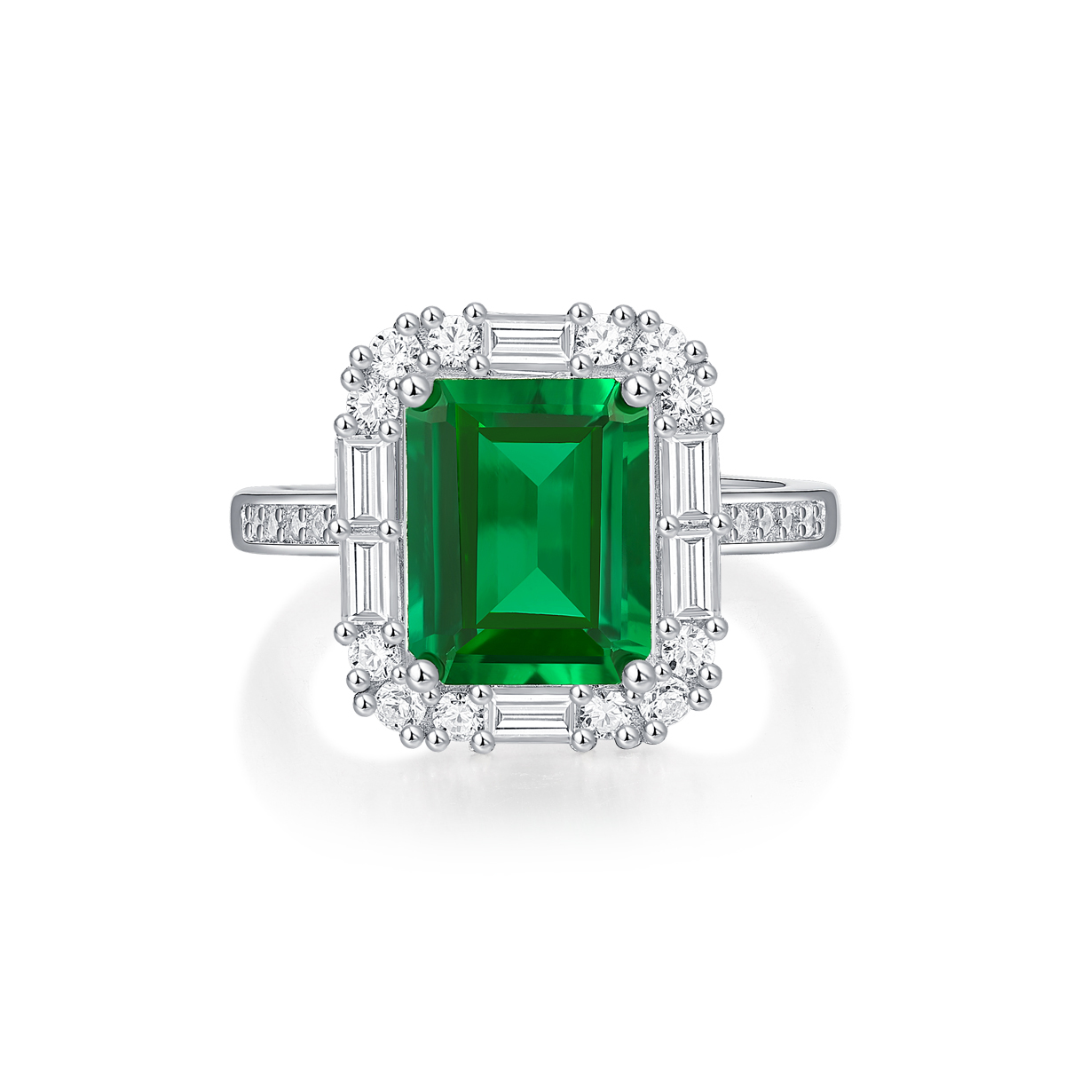 Emerald-Cut Aquamarine Silver Ring