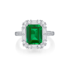 Emerald-Cut Aquamarine Silver Ring
