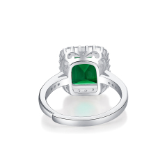 Emerald-Cut Aquamarine Silver Ring