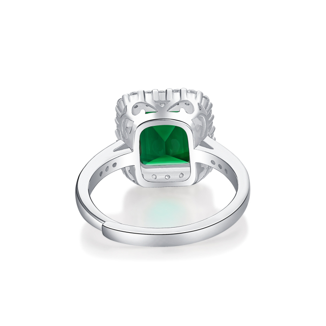 Emerald-Cut Aquamarine Silver Ring