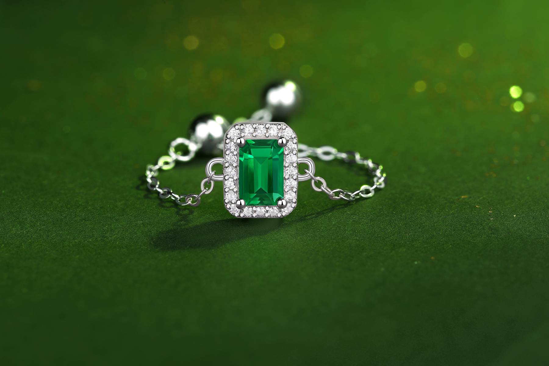 Emeralds and Silver Southwest Style Bracelet