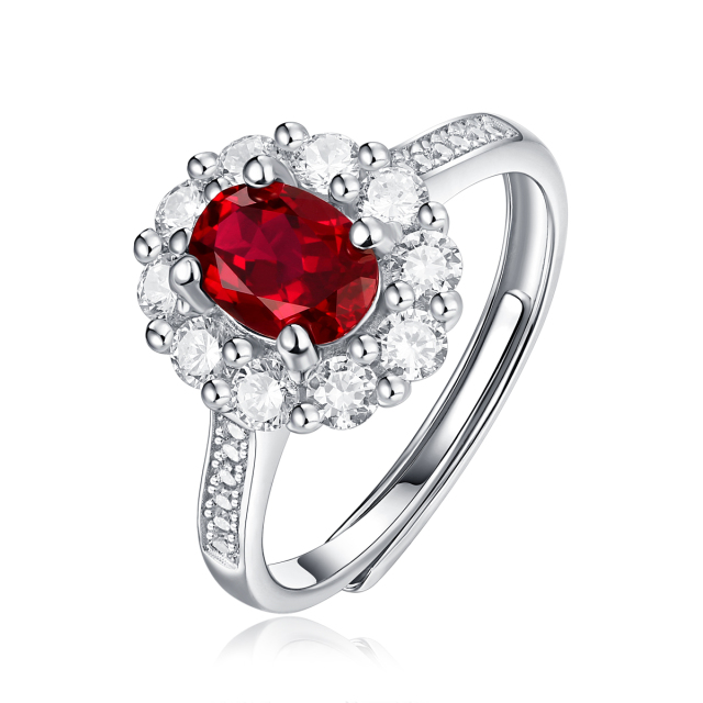Garnet and Filigree Silver Vintage Ring