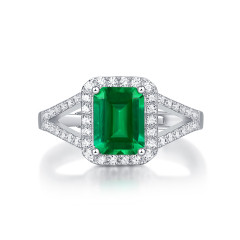 Emerald-Cut Aquamarine Silver Ring