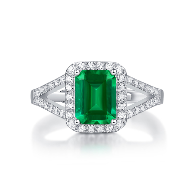 Emerald-Cut Aquamarine Silver Ring