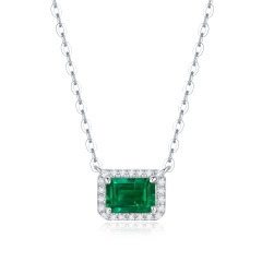 Emerald-Cut Aquamarine Silver Pendant