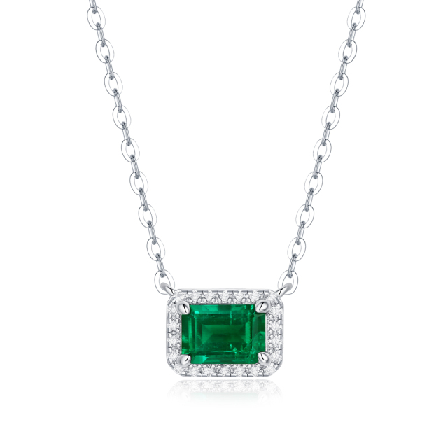 Emerald-Cut Aquamarine Silver Pendant